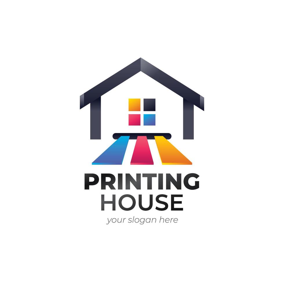 gradient printing house logo template design vector