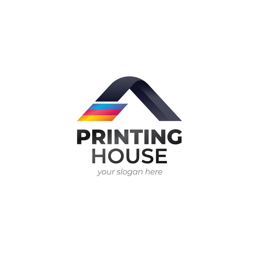 gradient printing house logo template design vector