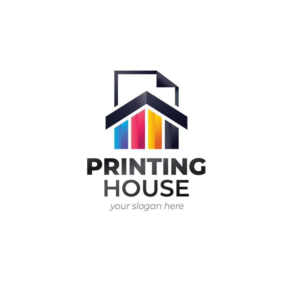 gradient printing house logo template design vector