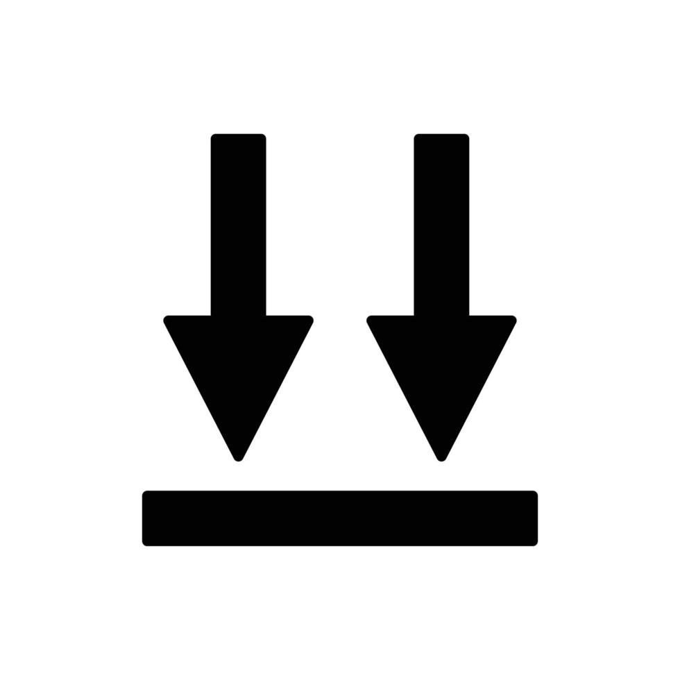 Down arrow glyph icon illustration. suitable for this side down packaging icon. icon related to packaging. Simple vector design editable. Pixel perfect at 32 x 32