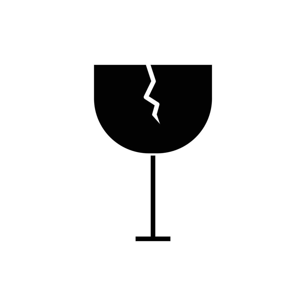 Broken glass glyph icon illustration. suitable for fragile icon . icon related to packaging. Simple vector design editable. Pixel perfect at 32 x 32