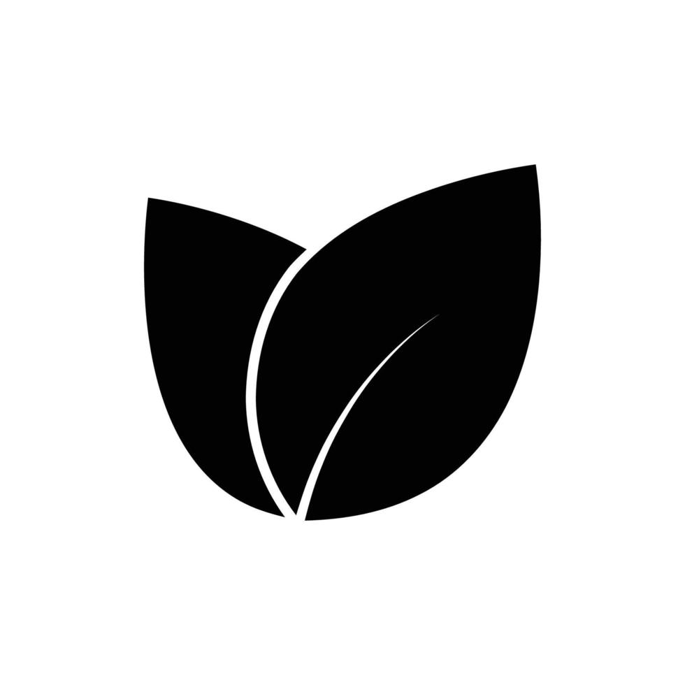 Leaf glyph icon illustration. suitable for vegan icon. icon related to packaging. Simple vector design editable. Pixel perfect at 32 x 32
