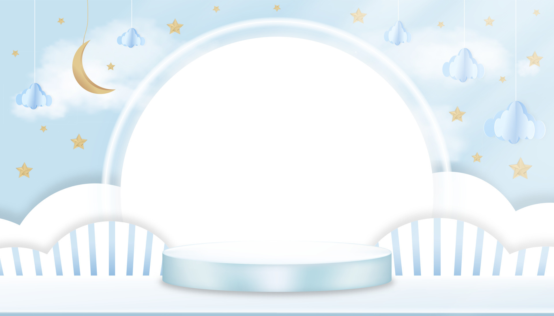Baby shower background on Blue Sky and Cloud,Vector cute greeting card