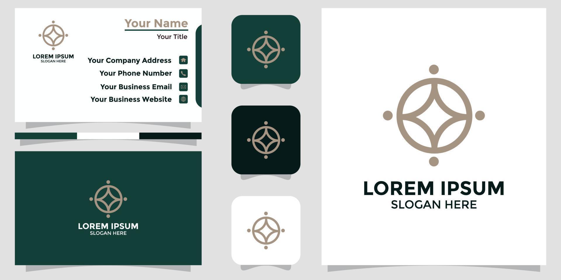 lotus flower design logo and branding card vector