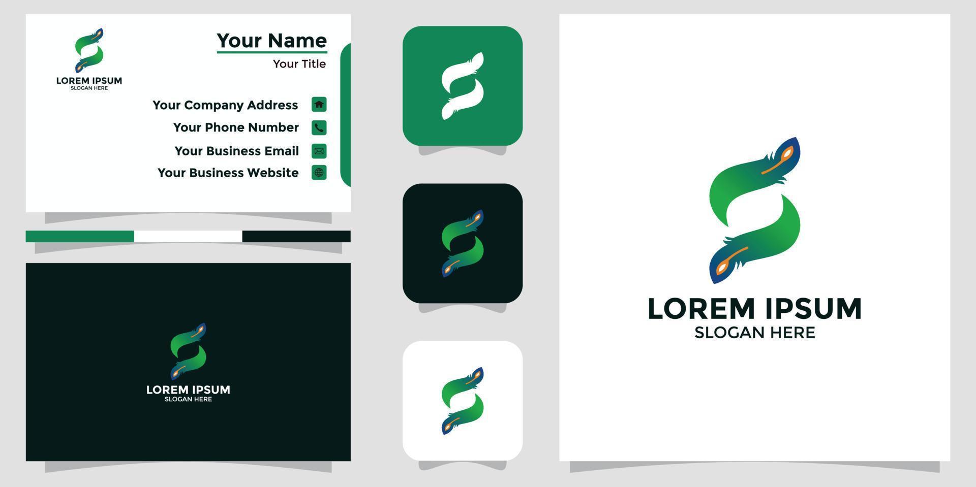 letter S design logo and business card vector