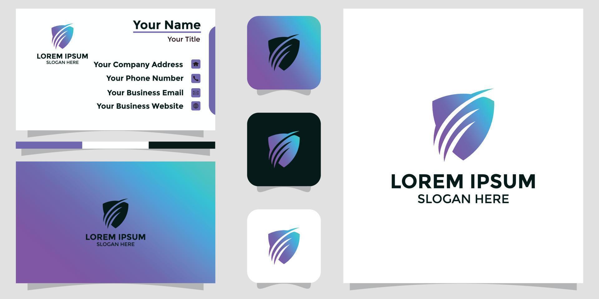 shield design logo and branding card vector