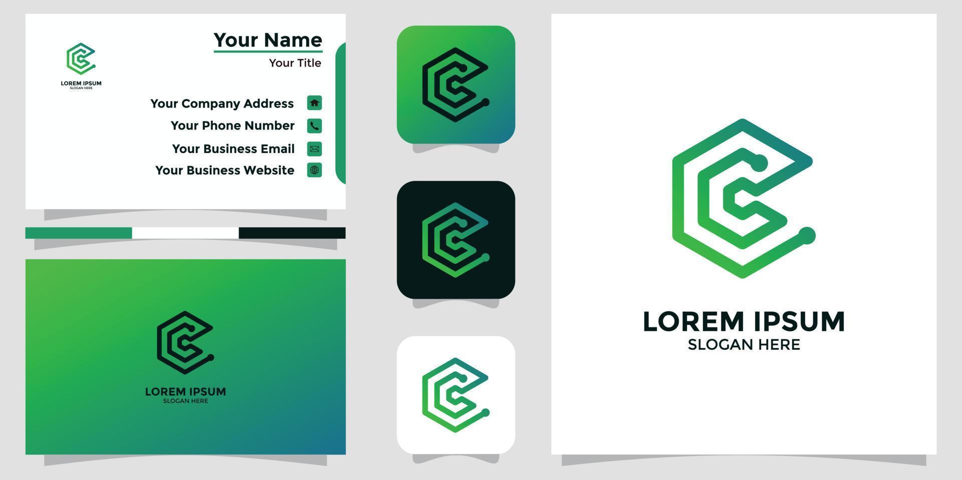 letter C design logo and business card vector