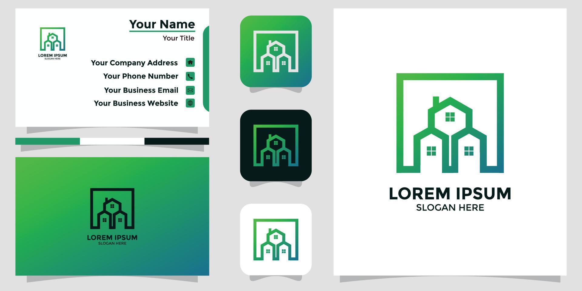 building design logo and business card vector