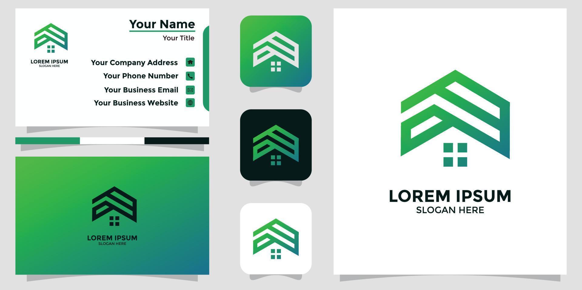 home design logo and business card vector