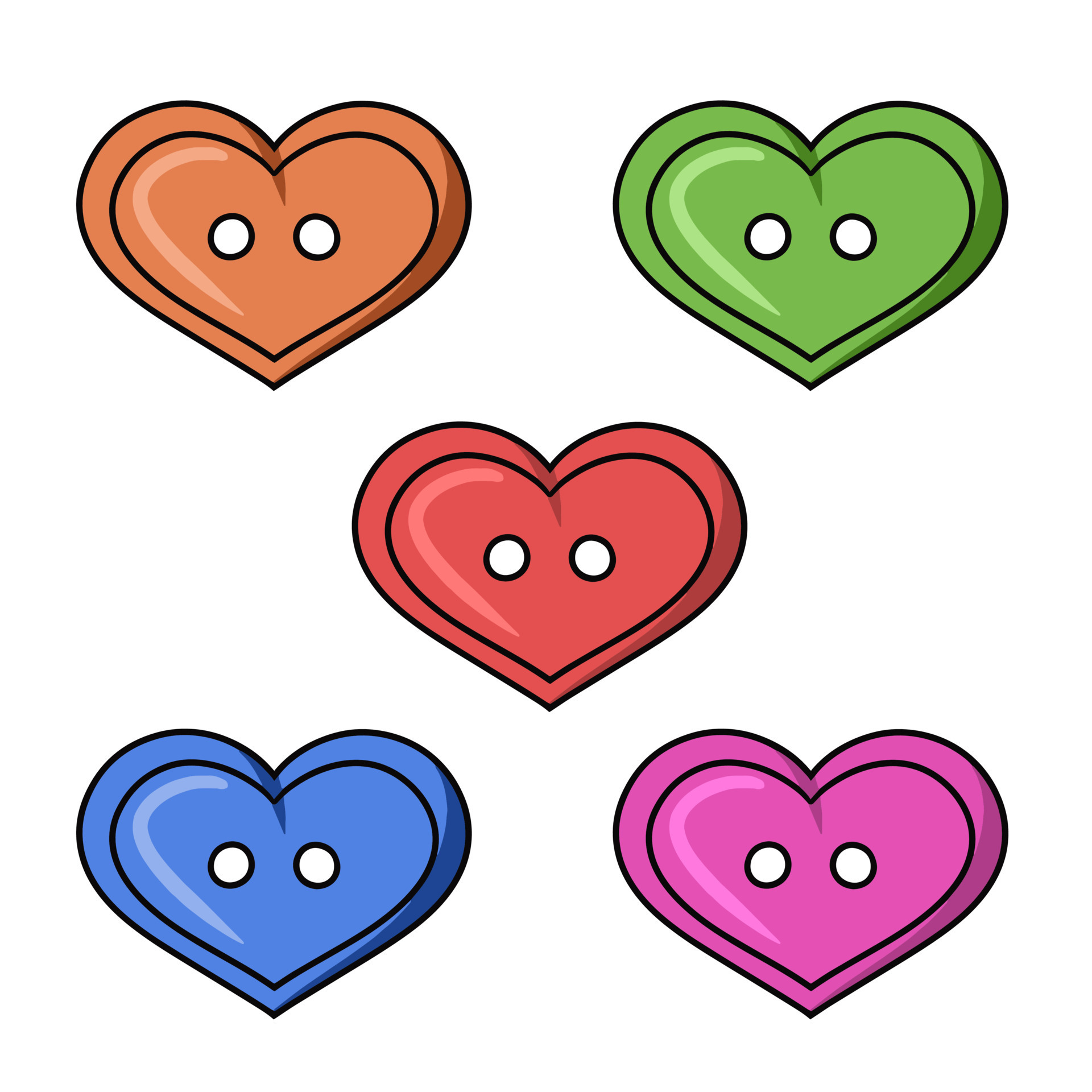 4pcs Acrylic Cartoon Heart Shaped Buttons