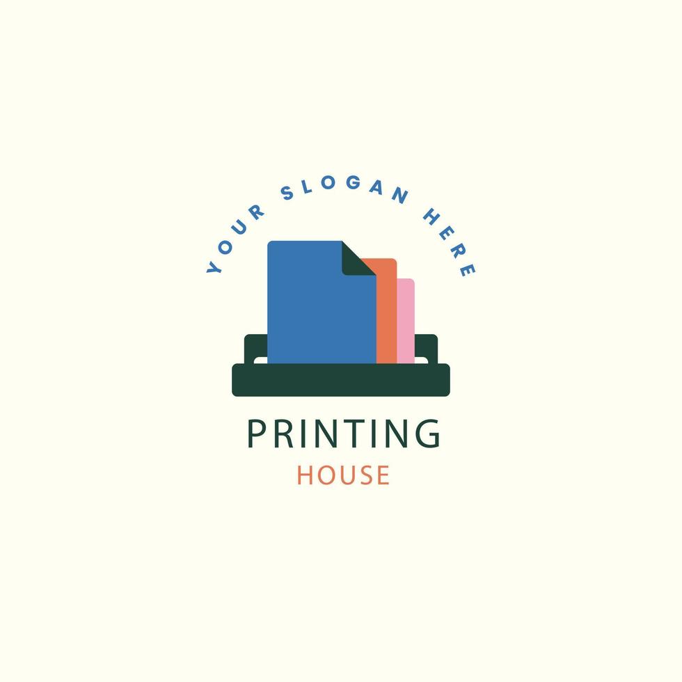 flat design printing house logo design template vector