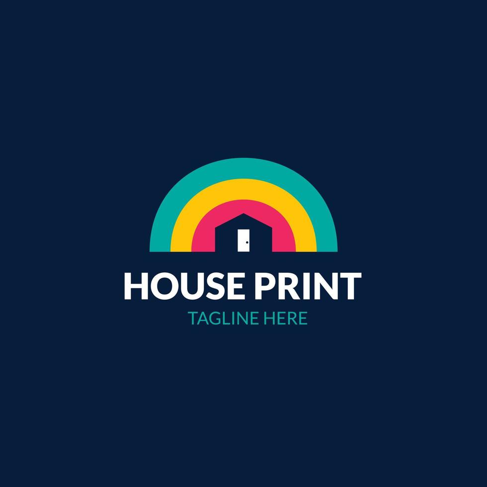 flat design printing house logo design template vector