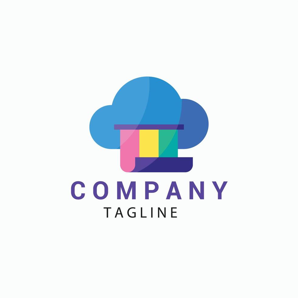 flat design printing house logo design template vector