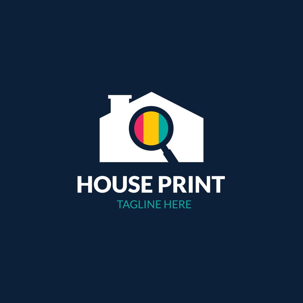 flat design printing house logo design template vector