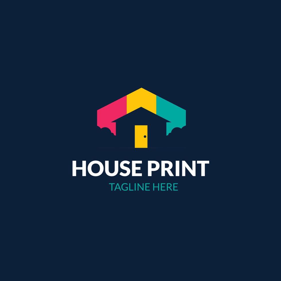 flat design printing house logo design template vector