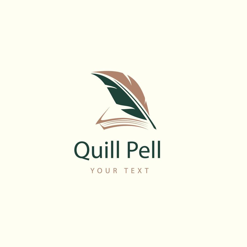 flat design quill pen logo design template vector