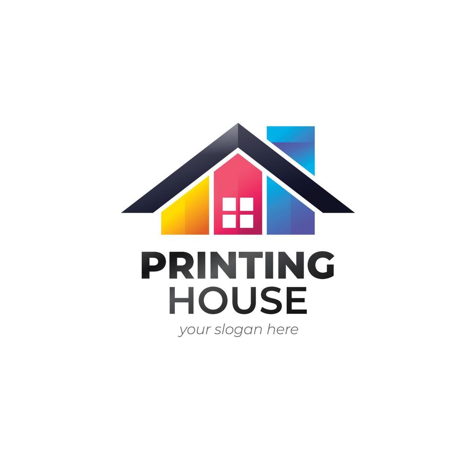 gradient printing house logo template design vector