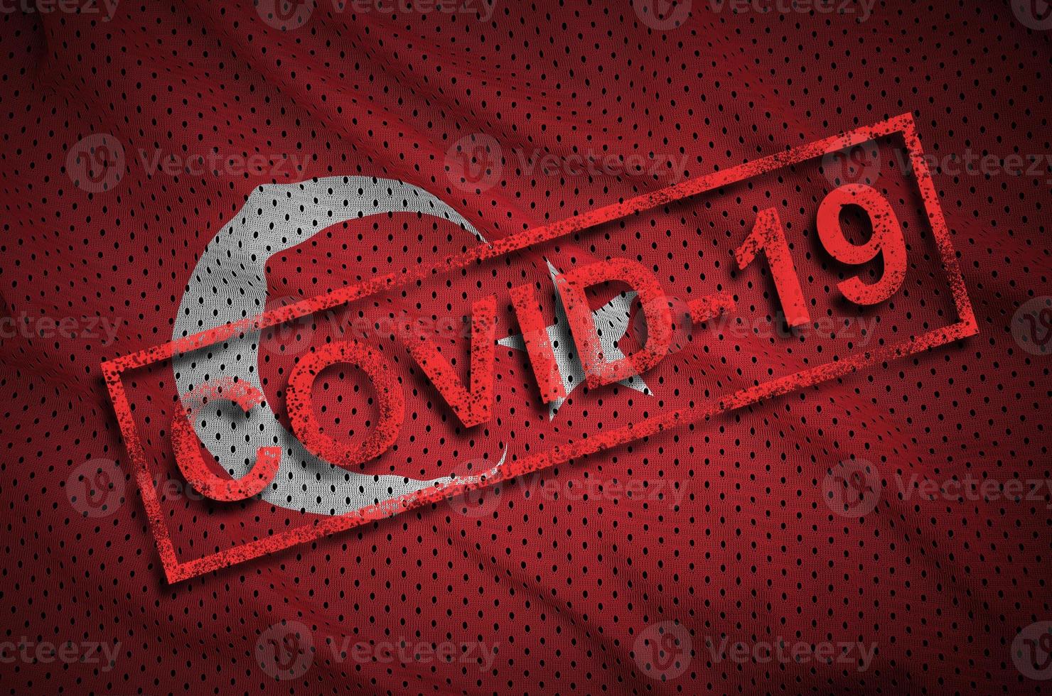 Turkey flag and red Covid-19 stamp. Coronavirus 2019-nCov outbreak photo