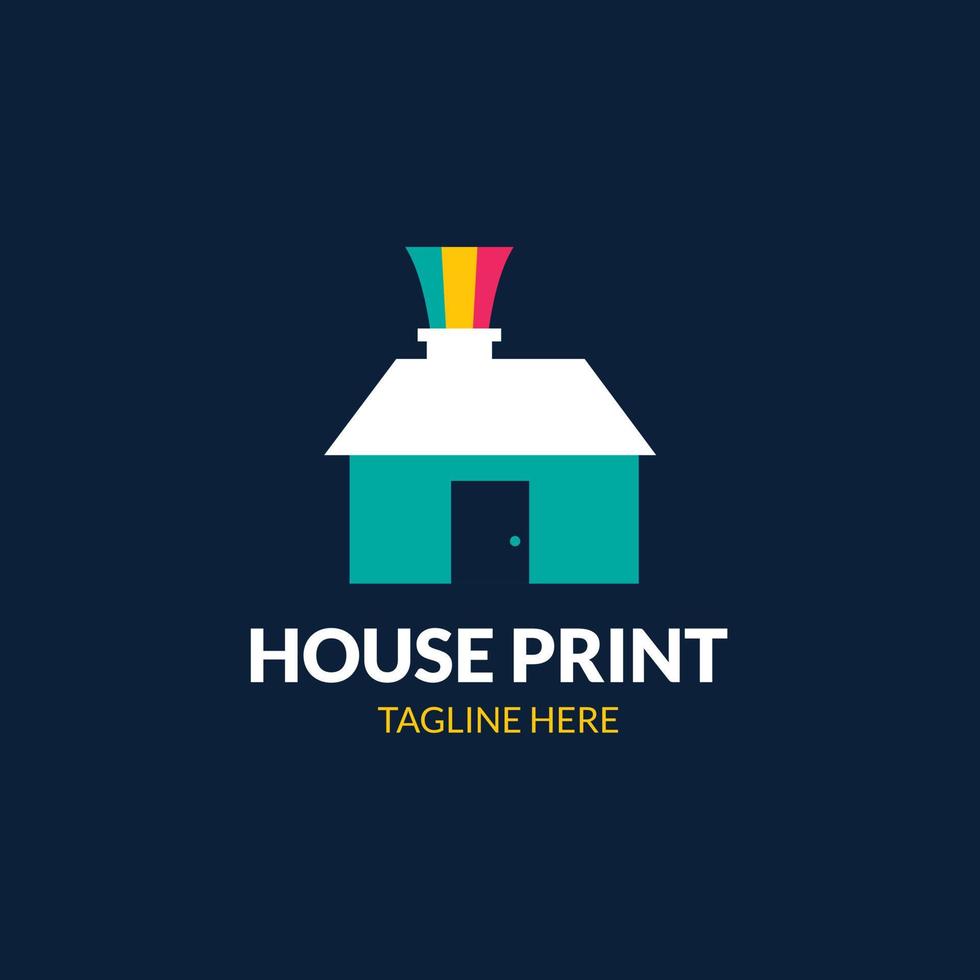 flat design printing house logo design template vector