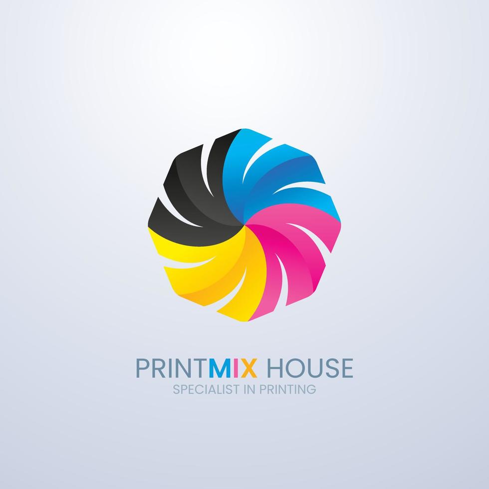 gradient printing house logo template design vector