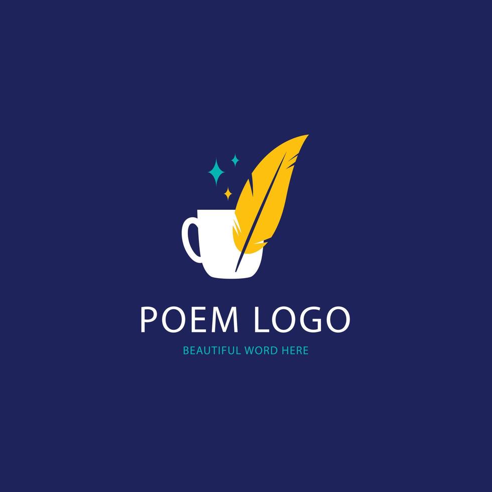 flat design quill pen logo design template vector