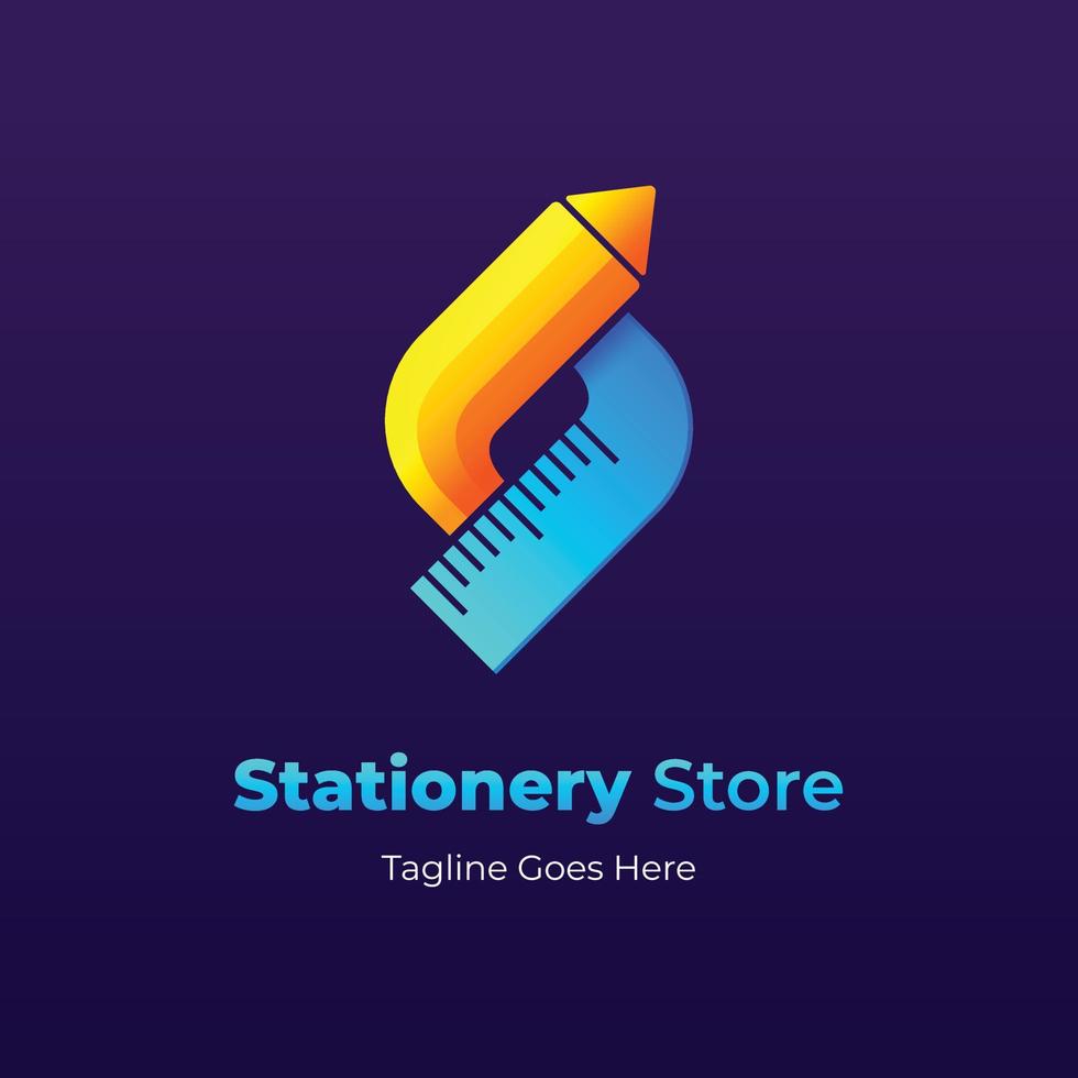 gradient stationery store logo template design vector