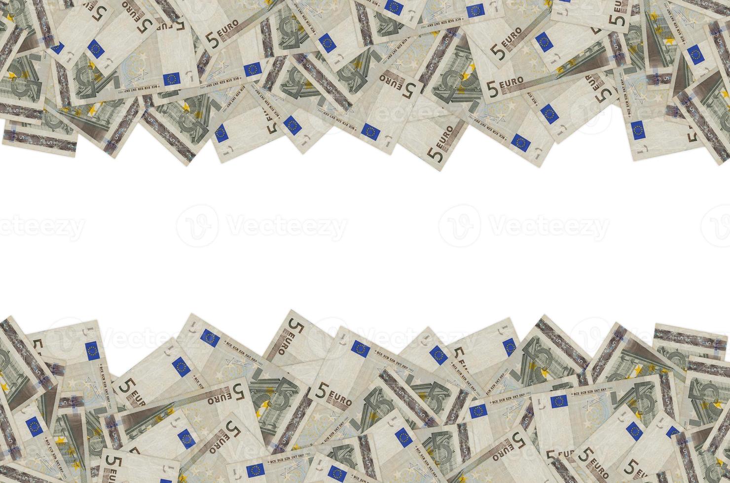 Pattern part of 5 euro banknote close-up with small brown details photo