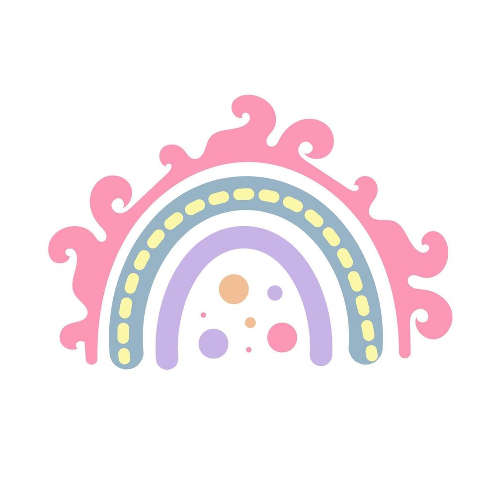 Pastel boho rainbow. Scandinavian print for baby shower, nursery, playroom, birthday, children's party and other. vector