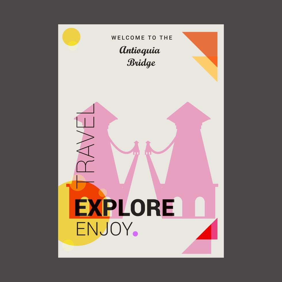 bienvenido al puente de antioquia envigado colombia explore travel enjoy poster template vector