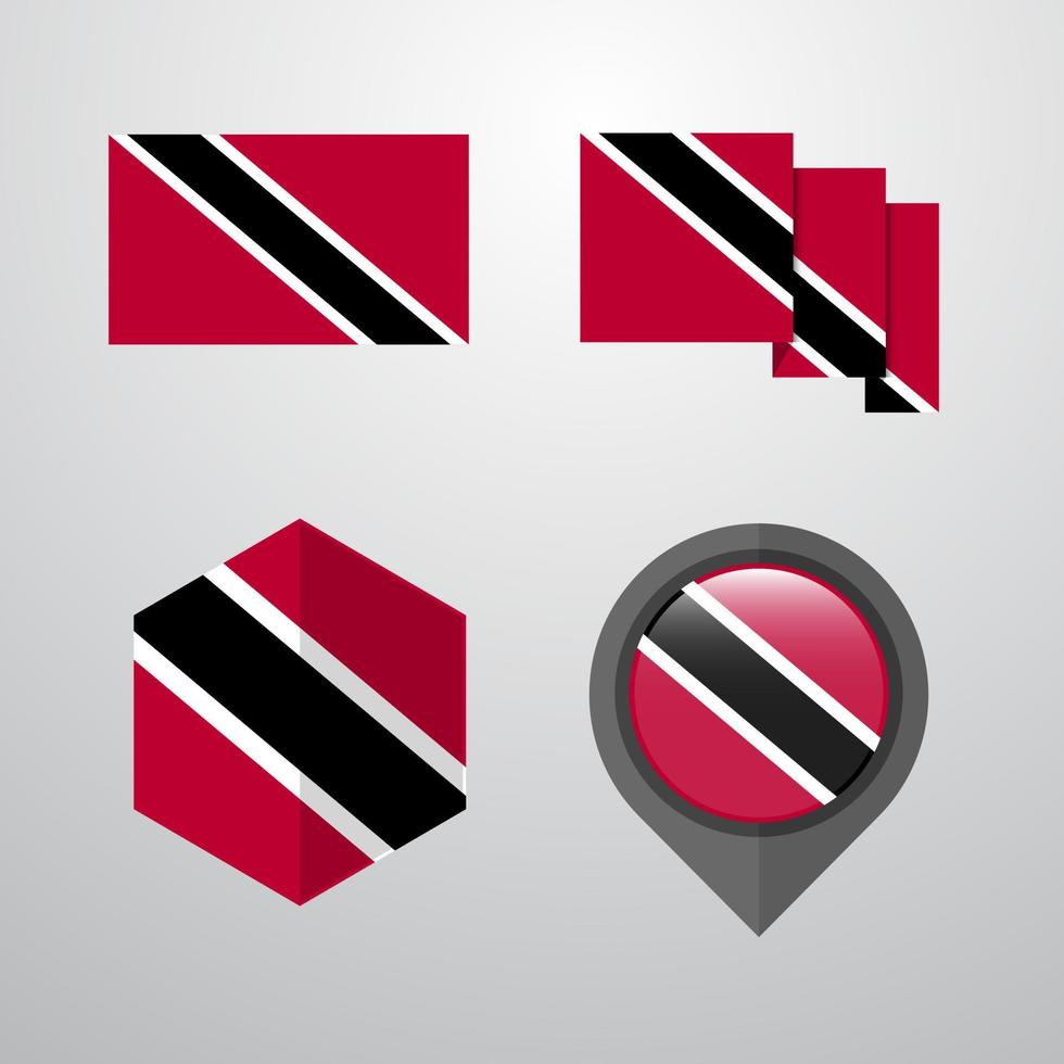 Trinidad and tobago flag design set vector