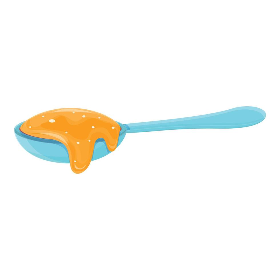 Caramel spoon icon, cartoon style vector