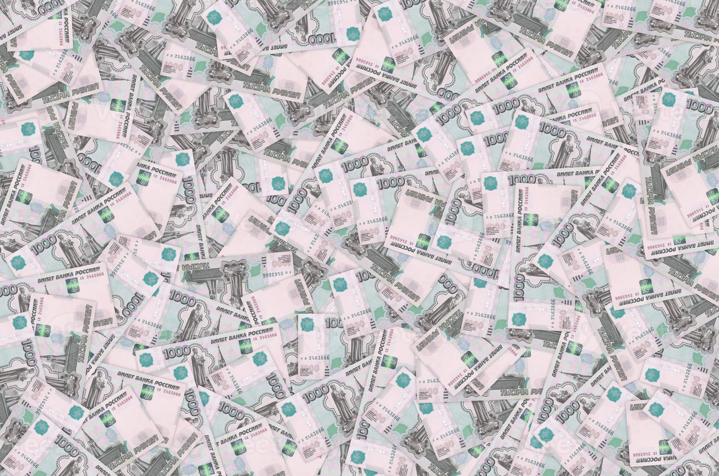 Russian 1000 rubles banknote closeup macro bill pattern photo