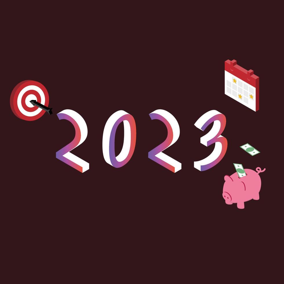 new year resolution for 2023 to plan and goal for saving money vector