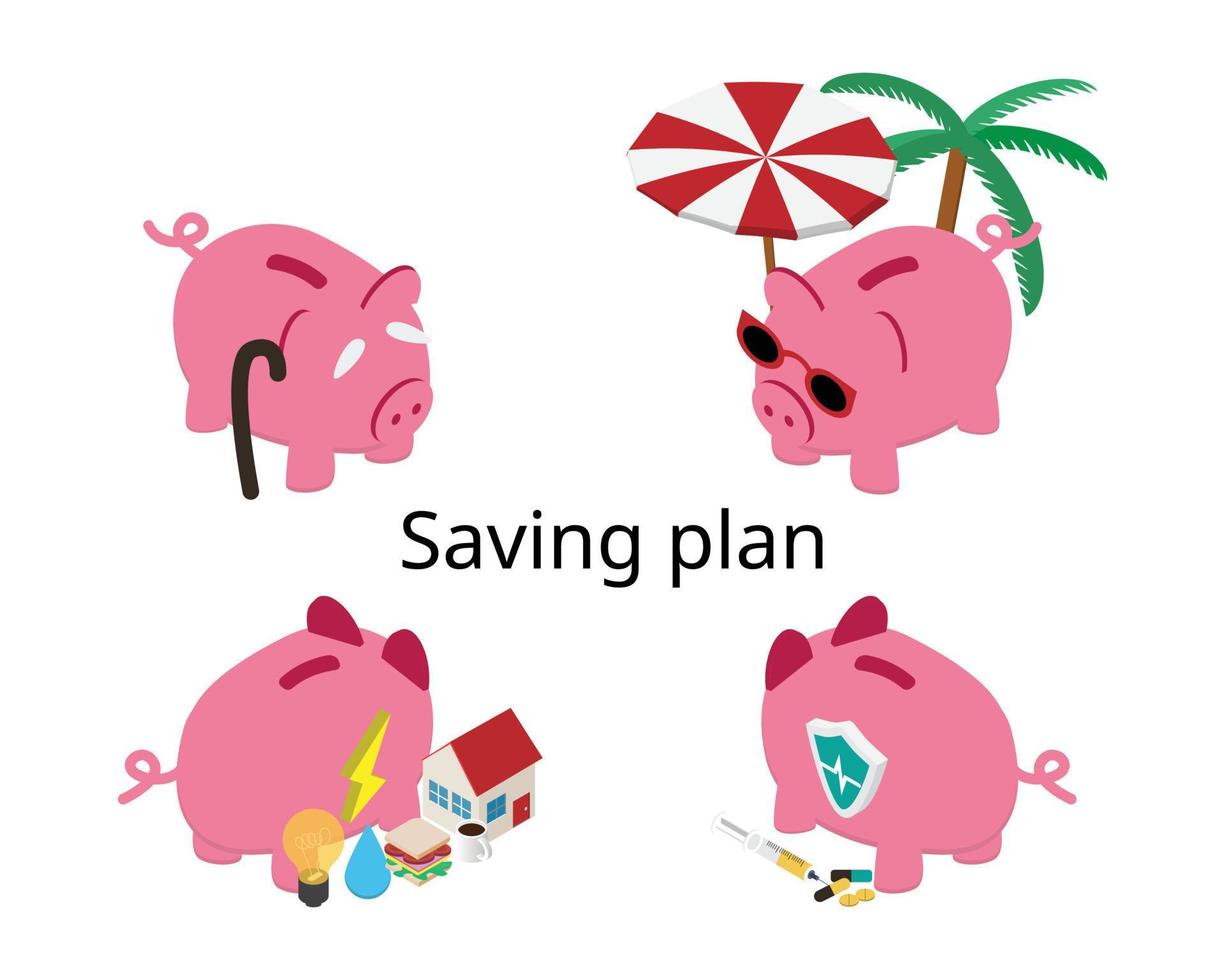 saving plan with asset allocation  to distribute the money plan expense vector