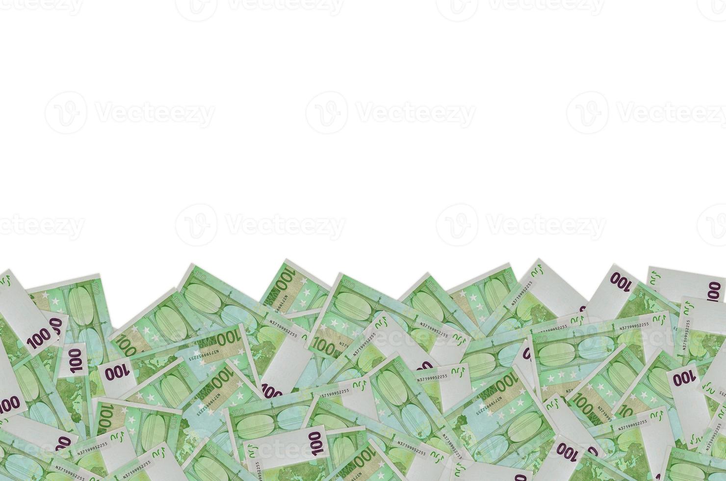 Rear part of 100 euro banknote close-up with small green details photo