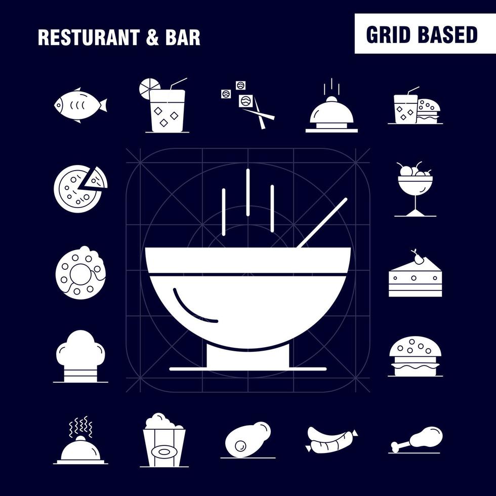 icono de glifo sólido de restaurante y bar para impresión web y kit de uxui móvil, como teléfono, chat, hotel, mapa mundial, ubicación, hotel, pictograma, paquete, vector