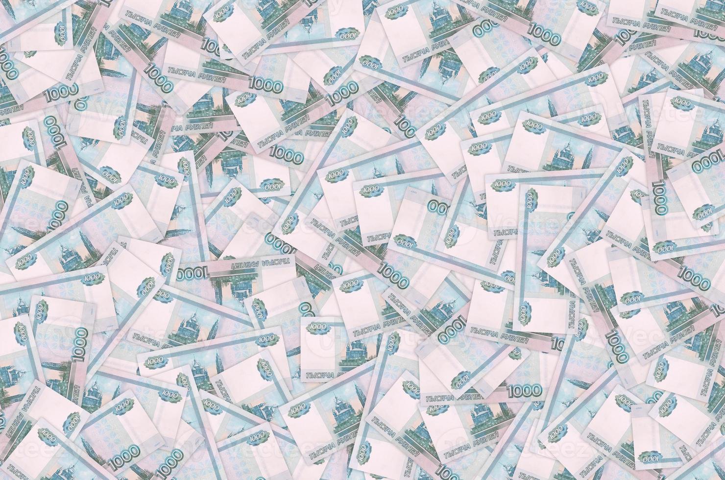 Russian 1000 rubles banknote closeup macro bill pattern photo