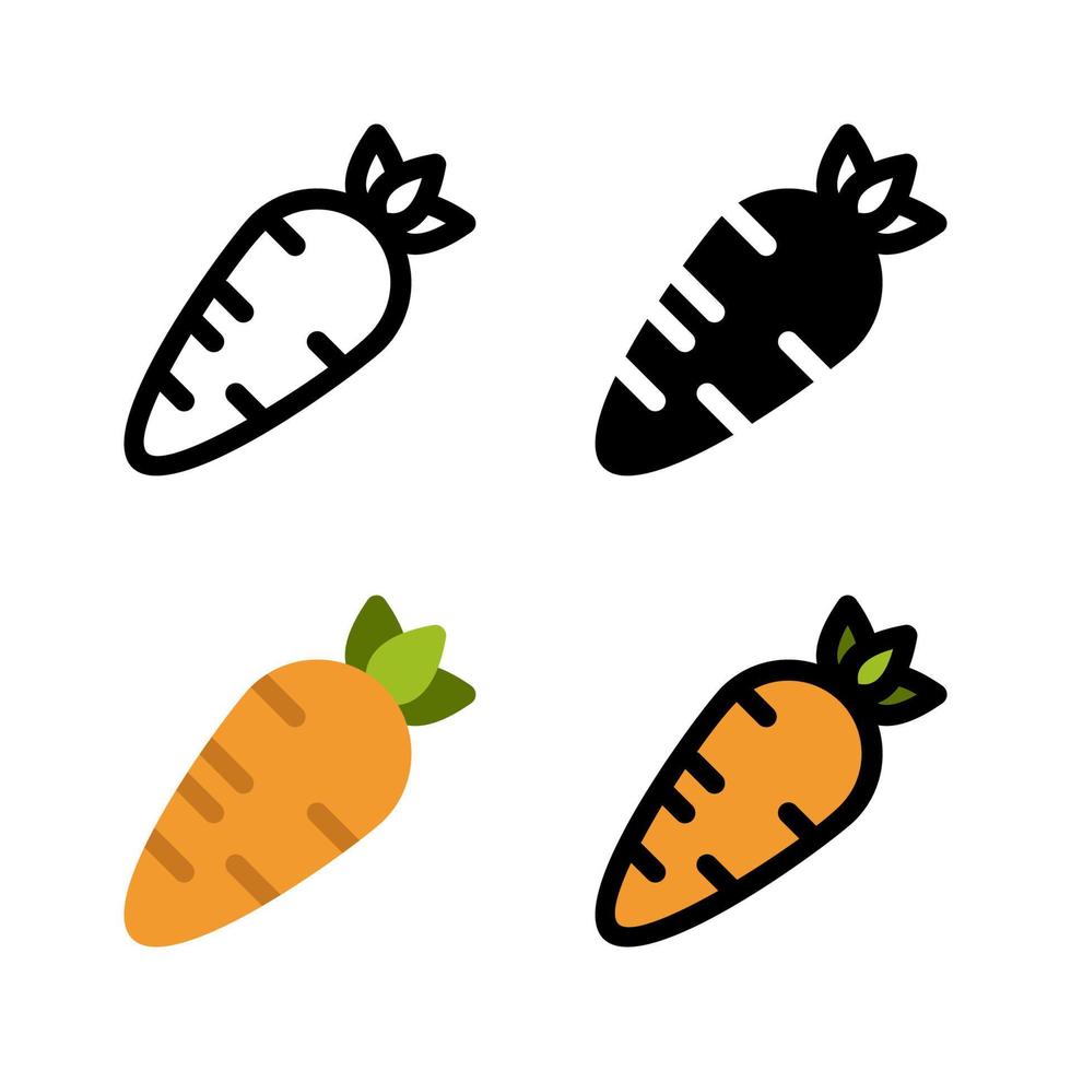 Carrot food icon set. Colorful cartoon carrot icon. Carrot logo. Vegetable and food. Diet sign vector graphics. Vector illustration
