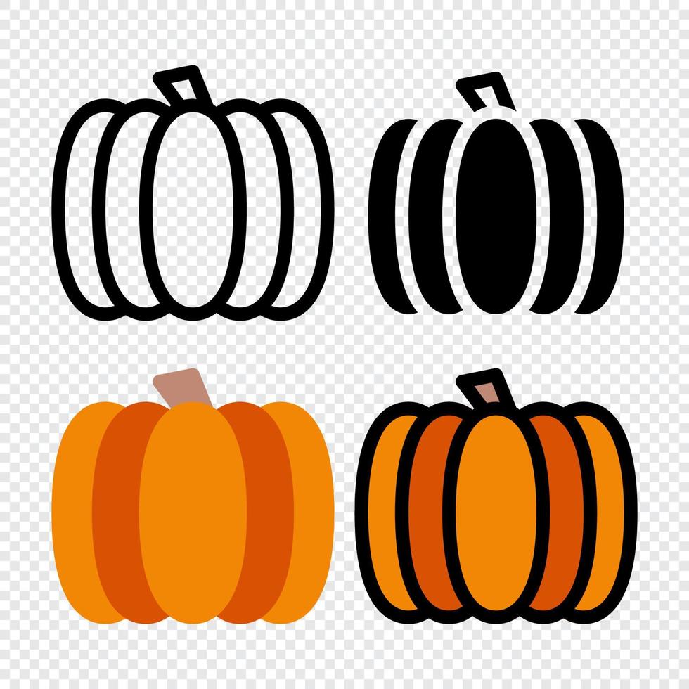 Pumpkin food icon set. Colorful cartoon pumpkin icon. Pumpkin logo. Vegetable and food. Diet sign vector graphics. Vector illustration