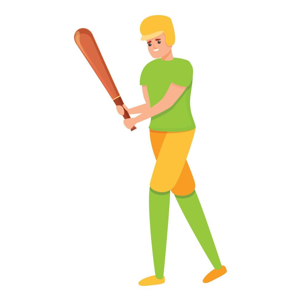 icono de jugador de béisbol, estilo de dibujos animados vector