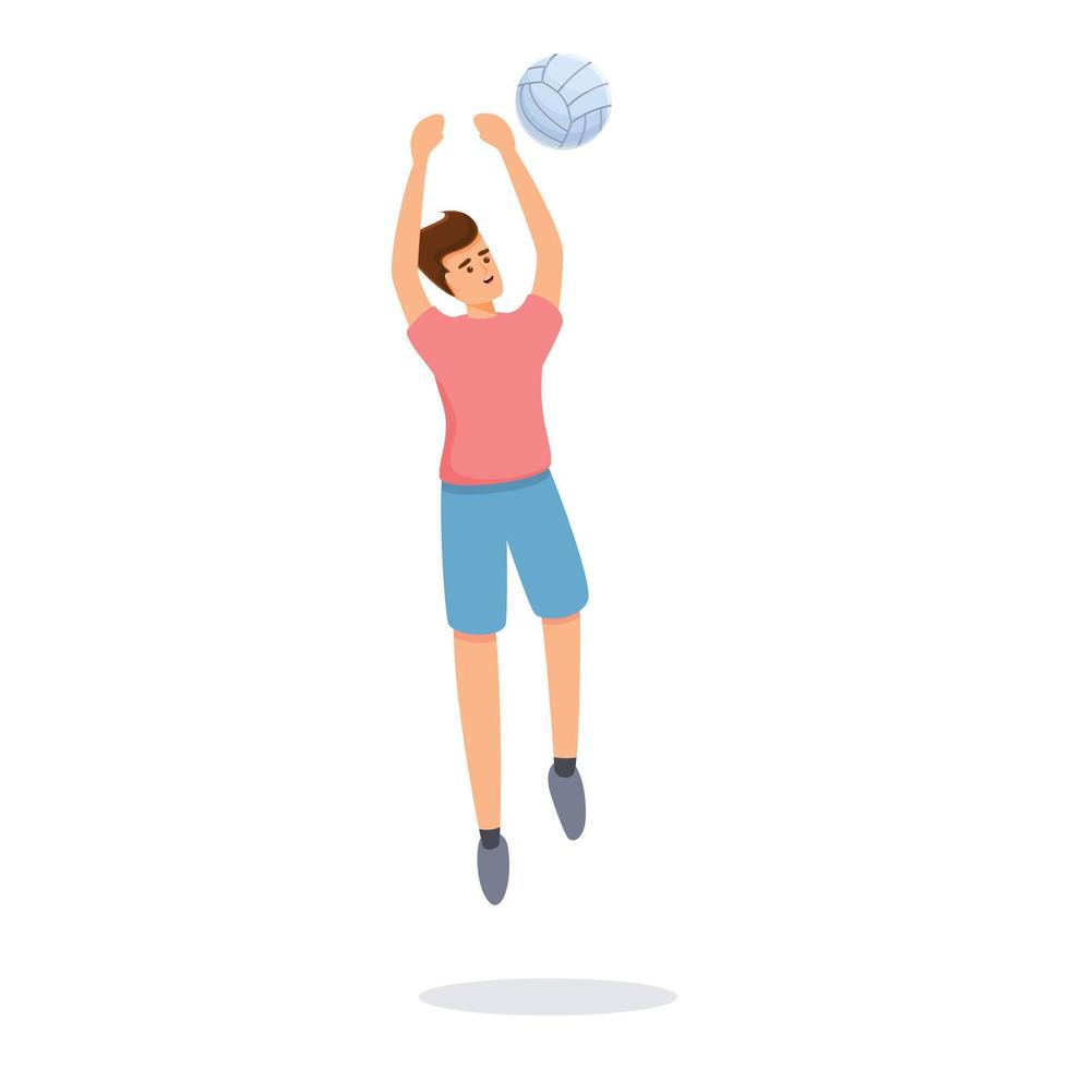 icono de gran salto de voleibol, estilo de dibujos animados vector