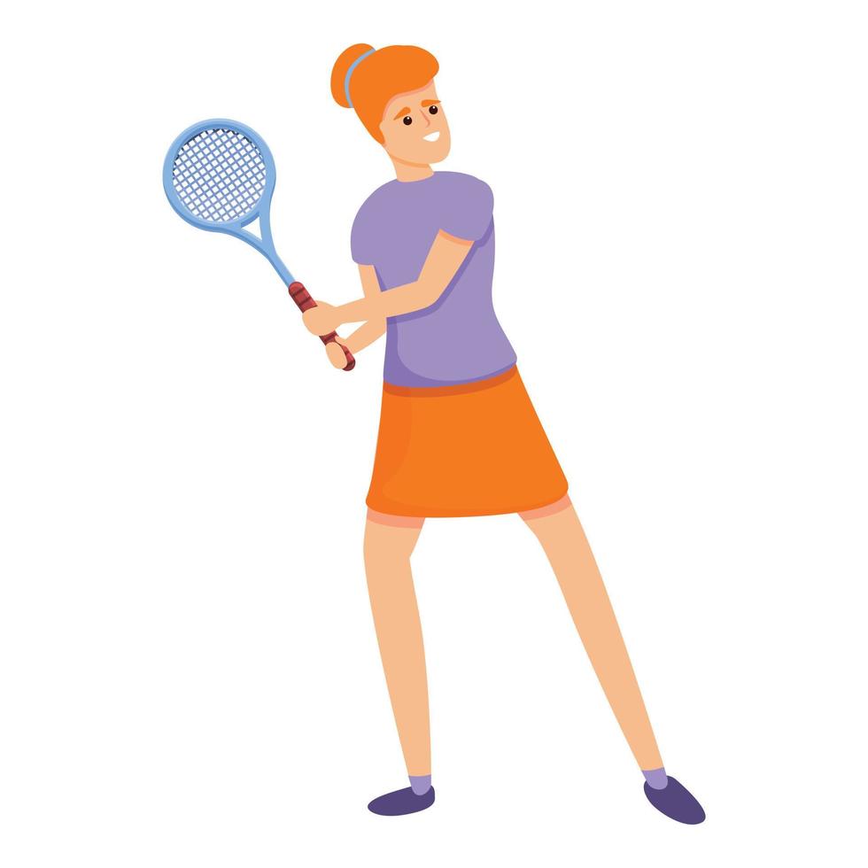 icono de jugador de tenis profesional, estilo de dibujos animados vector