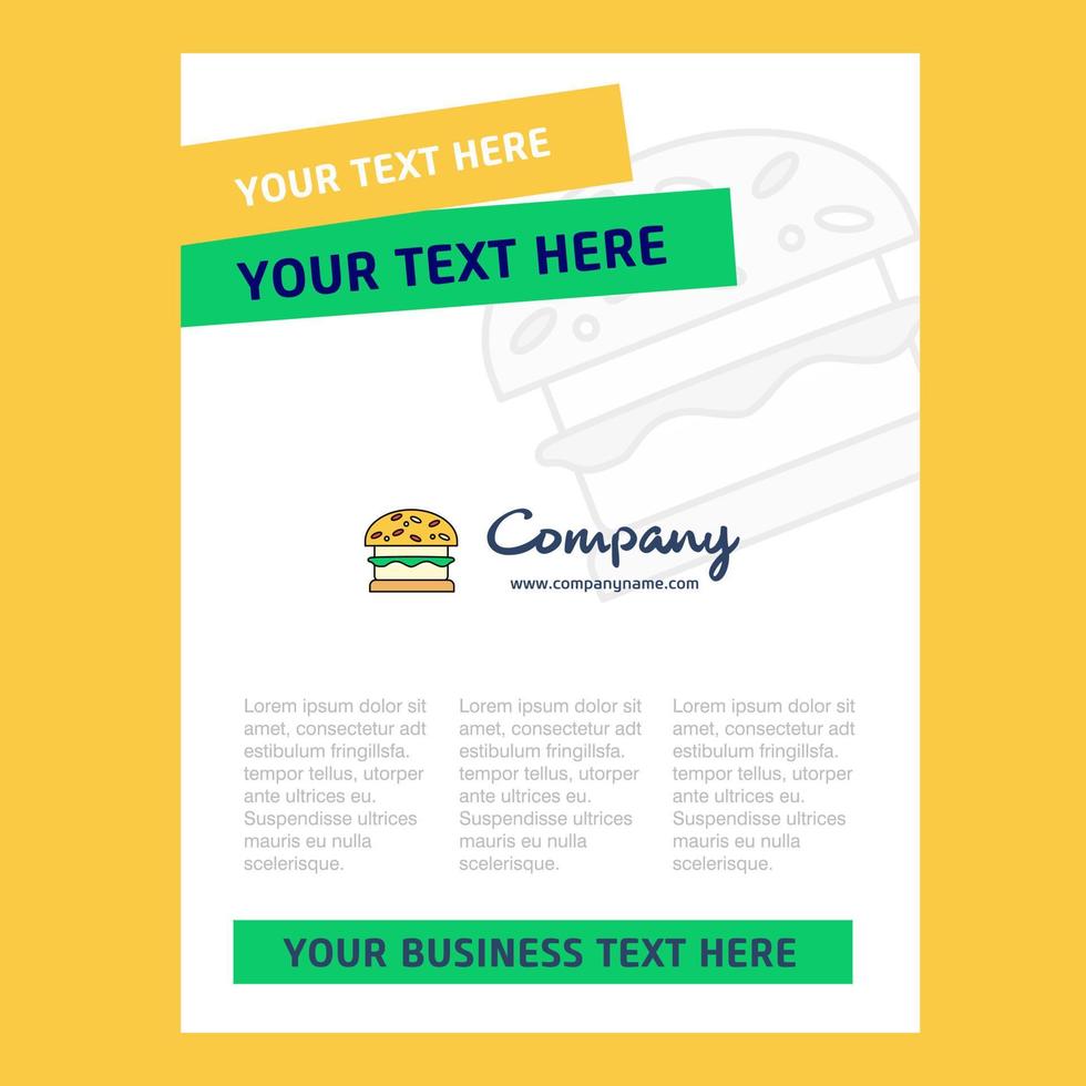 Burger Title Page Design for Company profile annual report presentations leaflet Brochure Vector Background
