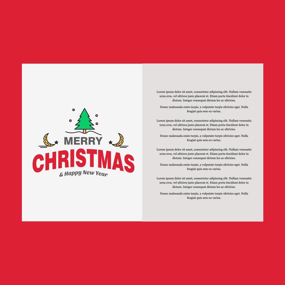 Merry Christmas card with red background and typography vector