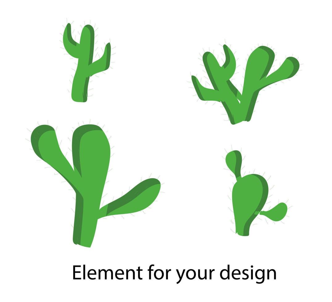 conjunto de cactus de dibujos animados. suculentas de estilo infantil. ilustración vectorial sobre un fondo blanco. elemento para su diseño. vector