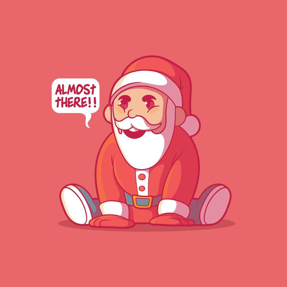 Santa Claus character waiting for Christmas vector illustration. Holiday, funny, brand design concept.