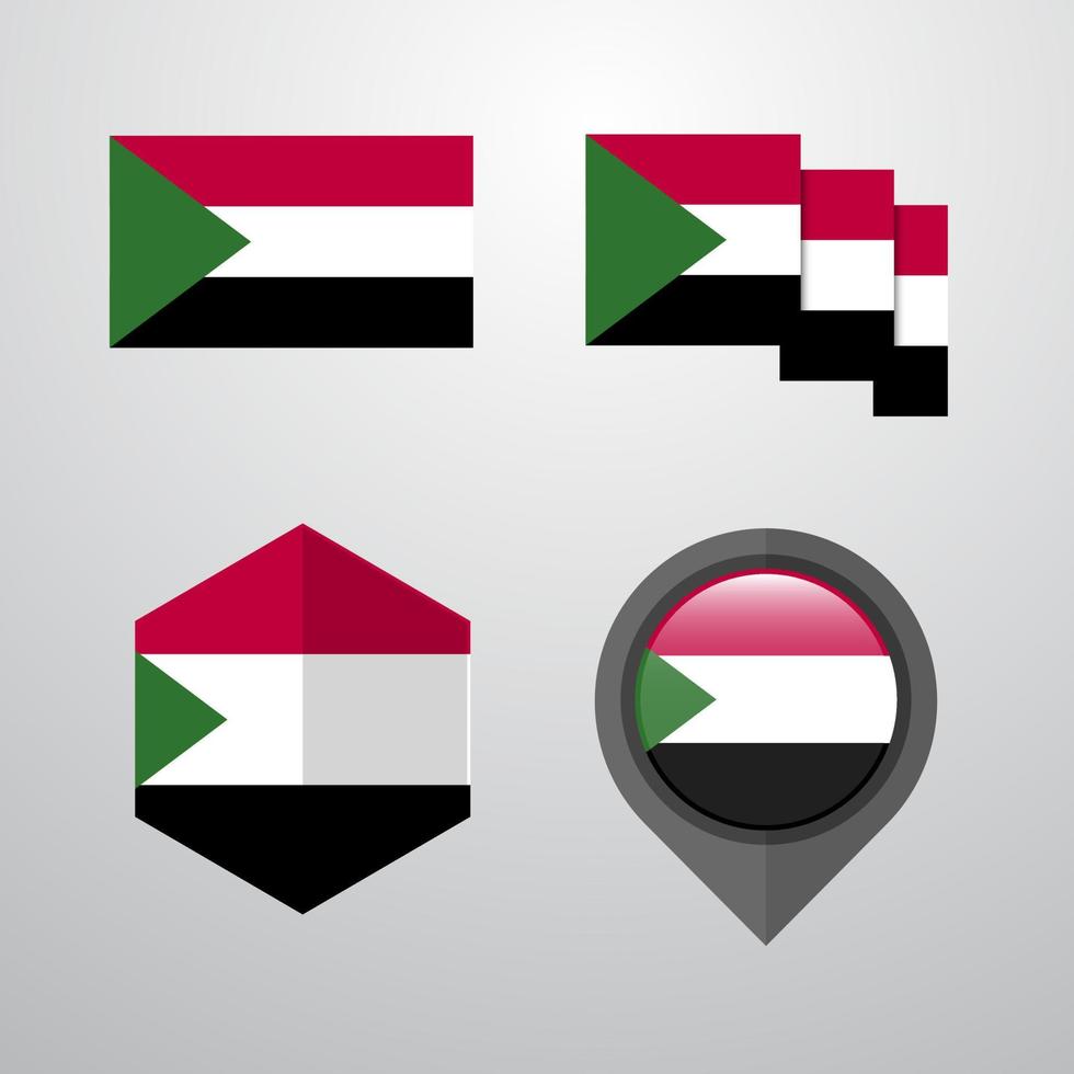 Sudan flag design set vector