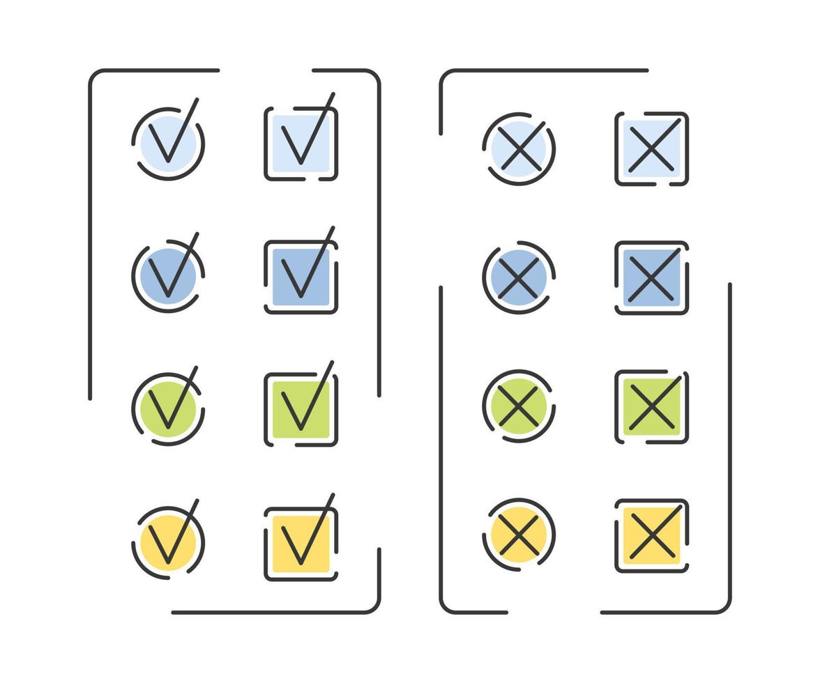 Infographic  elements. Put checkmarks and cross marks. Icons for business process, presentations, workflow layout. Vector illustration