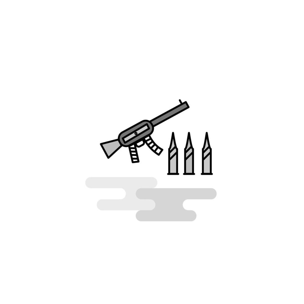 Guns Web Icon Flat Line Filled Gray Icon Vector