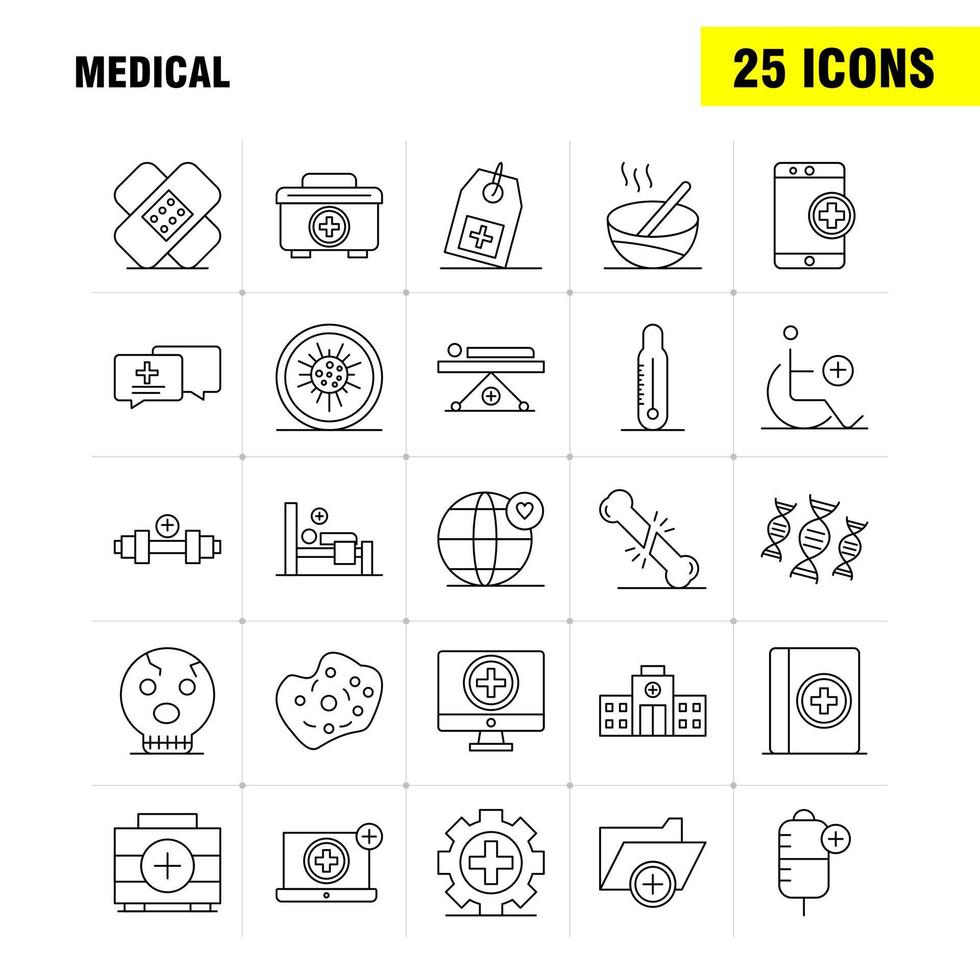 Medical Line Icons Set For Infographics Mobile UXUI Kit And Print Design Include Dna Test Medical Lab Medical Building Hospital Plus Eps 10 Vector